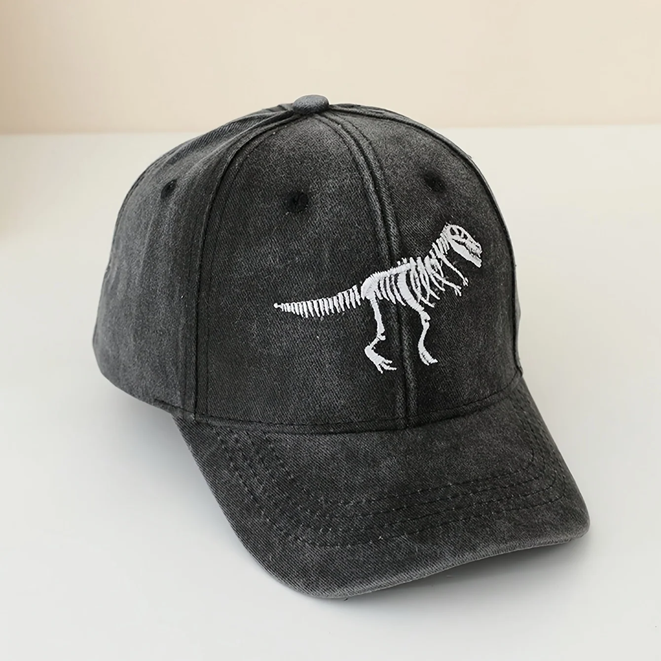 Dinosaur Embroidered Baseball Cap for Toddlers with Bone Print