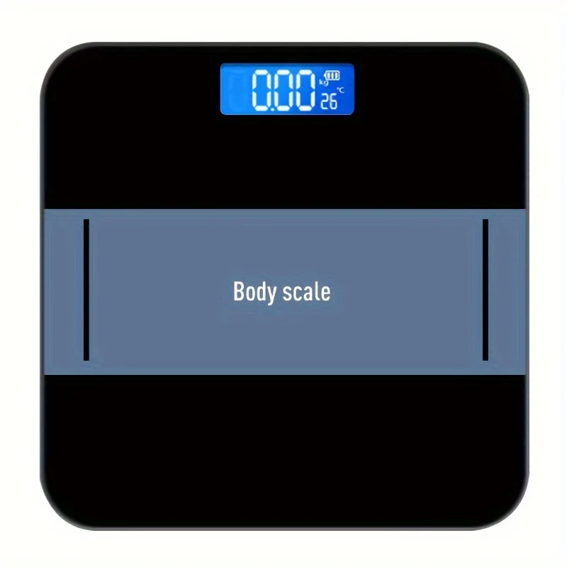 Digital Bathroom Scale with Thermometer, High‑Precision Backlit LCD Display, Rounded Corner Portable Design, 400 lb Capacity