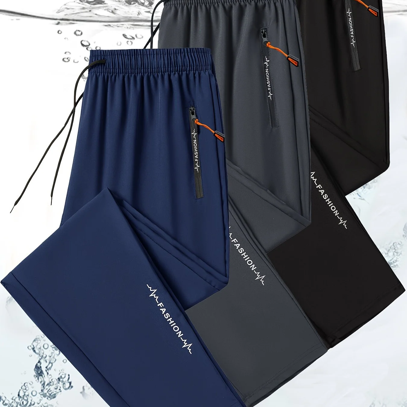 3-pack men's lightweight athletic sweatpants with zipper pockets