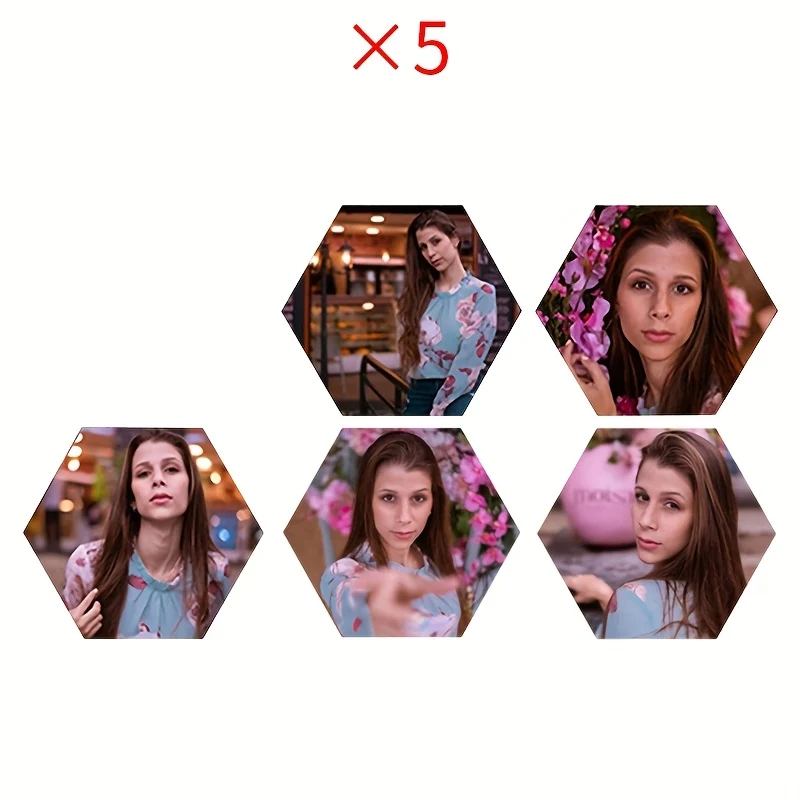 Hexagonal photo frame sets with mirror finish for wall art