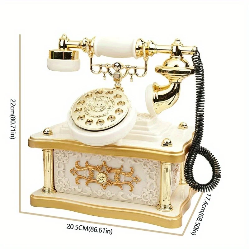 Vintage Rotary Telephone Music Box - Wind-Up Retro Decor with 8 Melodies