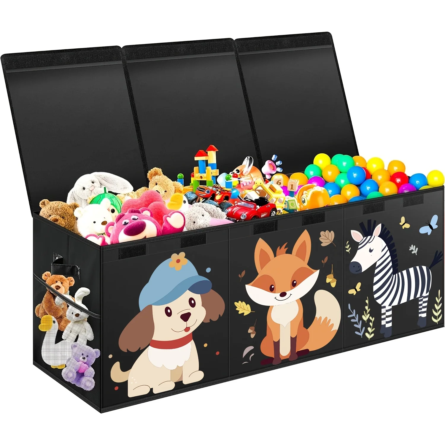 Extra large collapsible storage box with lid for kids' toys and clothes