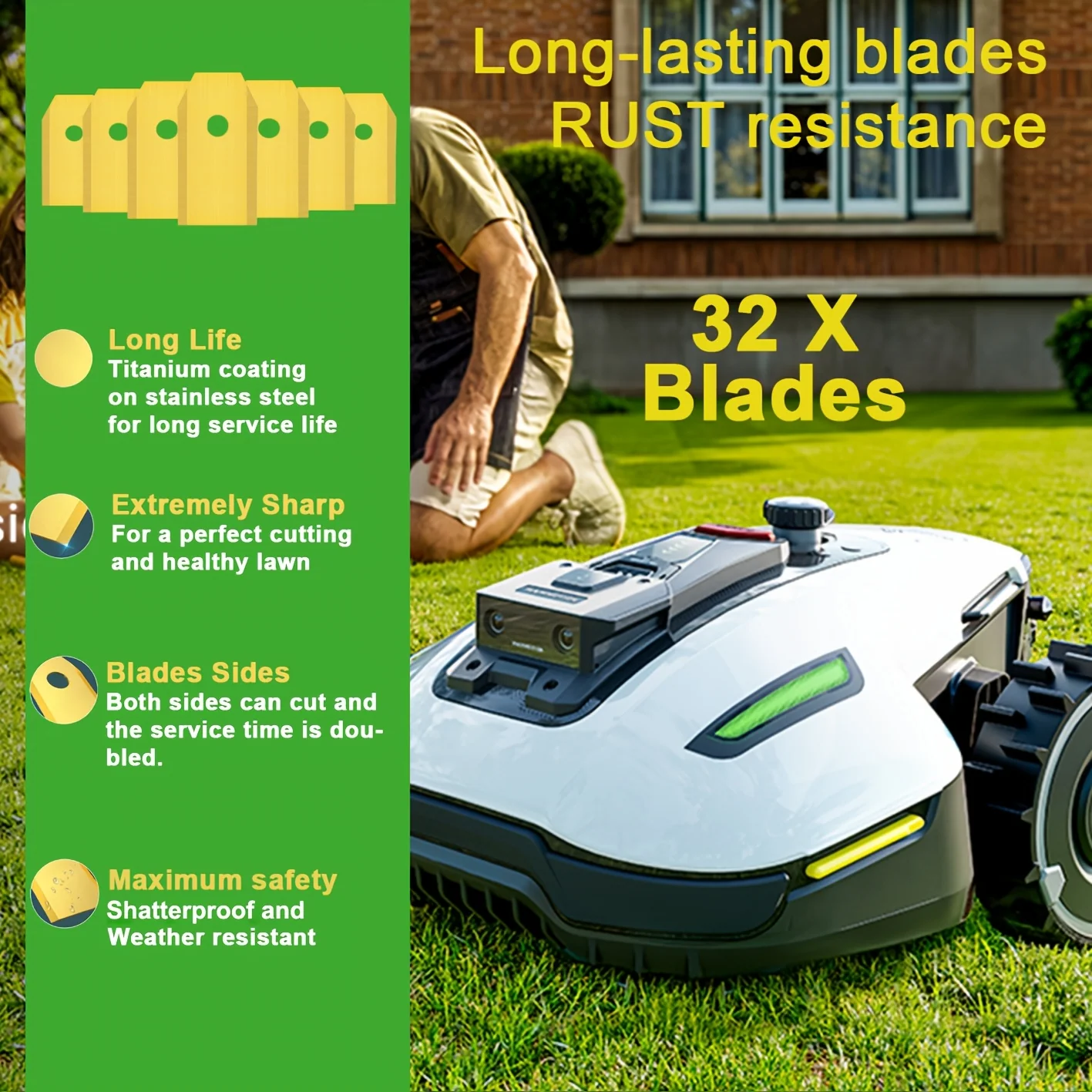 Replacement Blade Set for Robot Lawn Mowers (16 or 32 Pieces)