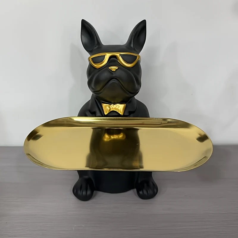 French bulldog resin key holder with tray