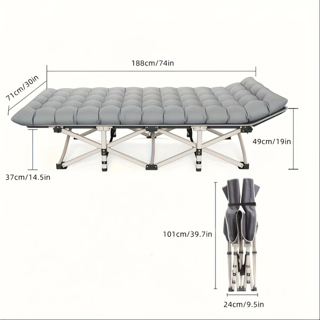 Heavy-duty outdoor folding bed with reversible mattress