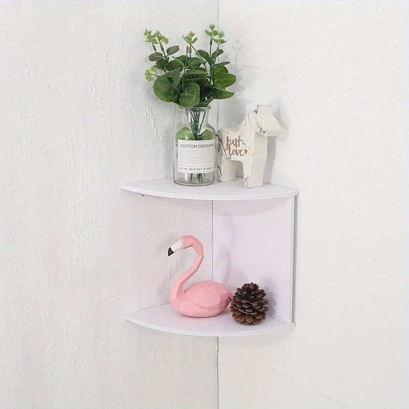 Curved corner shelf organizer with multiple compartments for small spaces