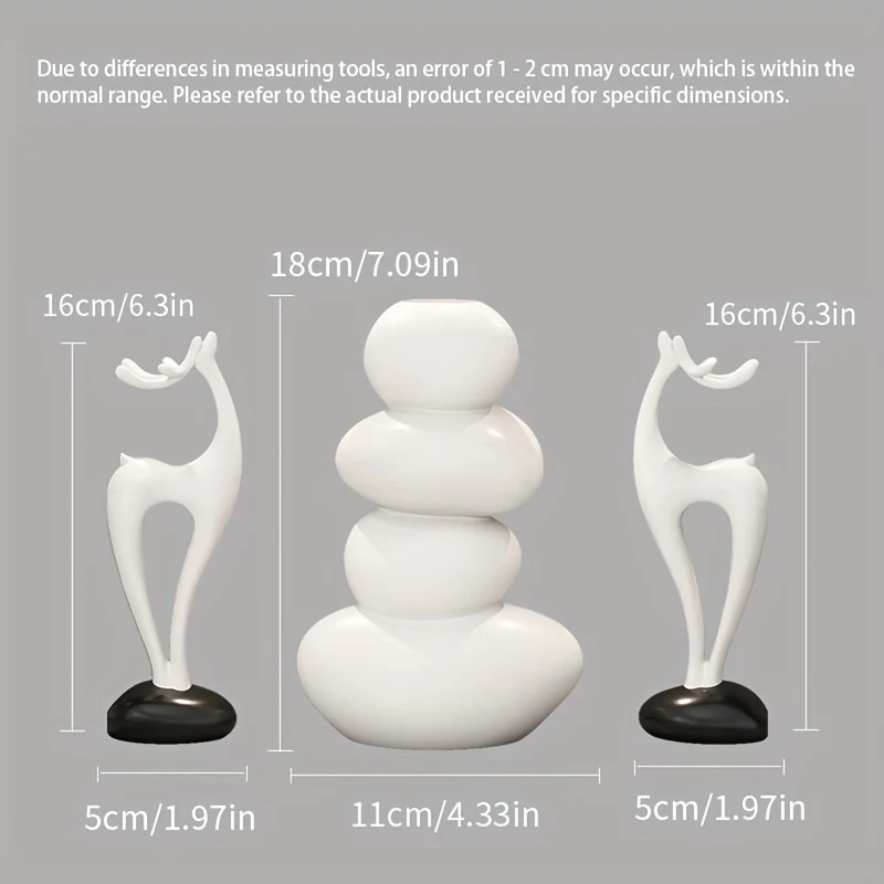 Set of three resin stone vases for decorative artificial flowers