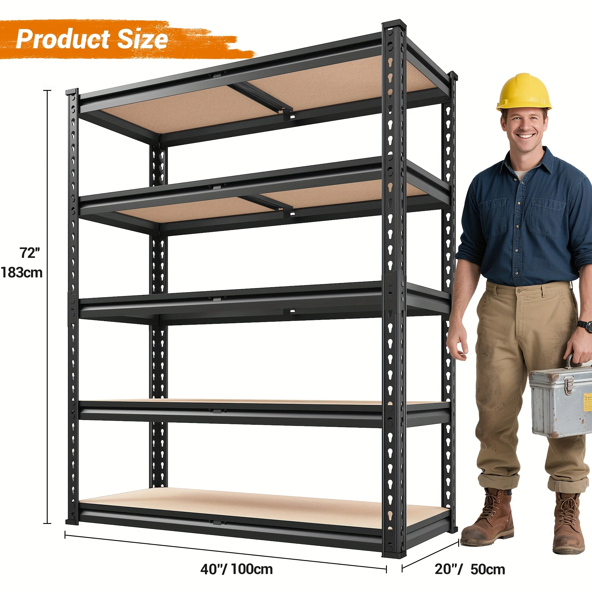 5-tier heavy-duty adjustable shelving unit for storage