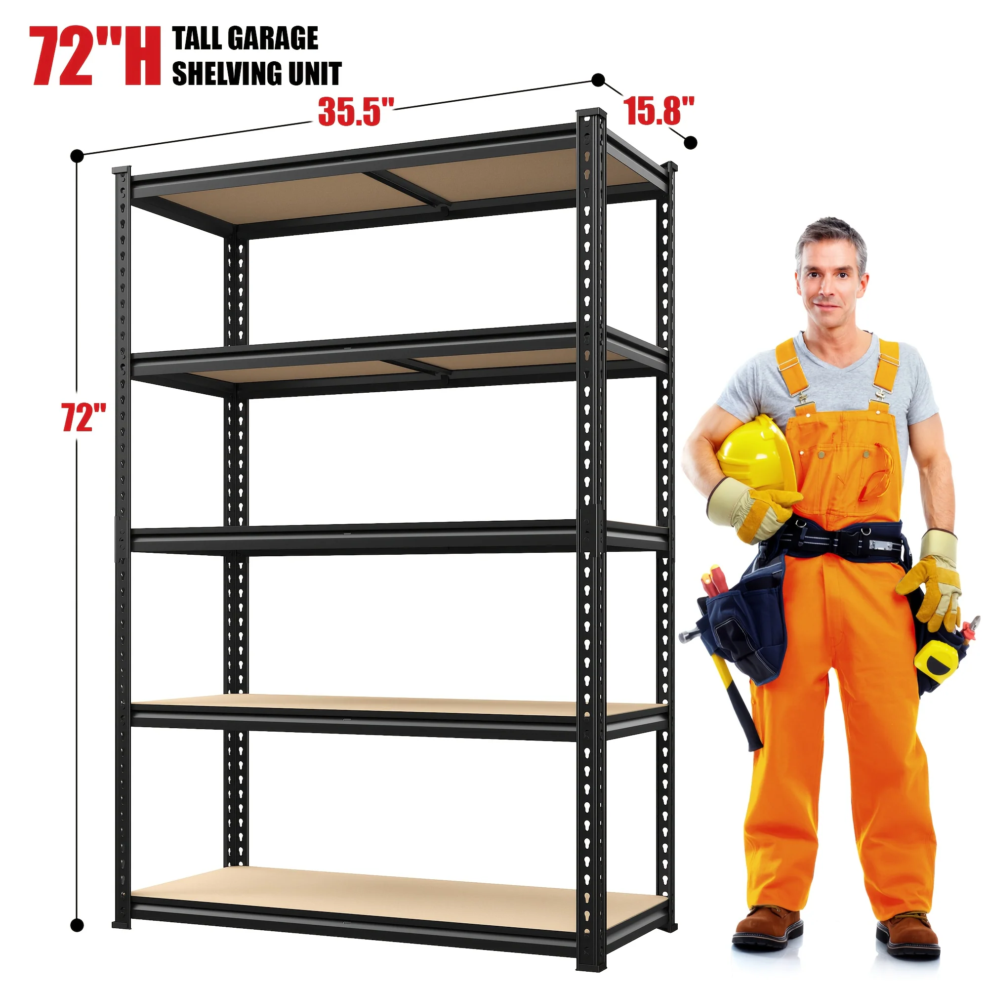 5-tier heavy-duty adjustable shelving unit for storage