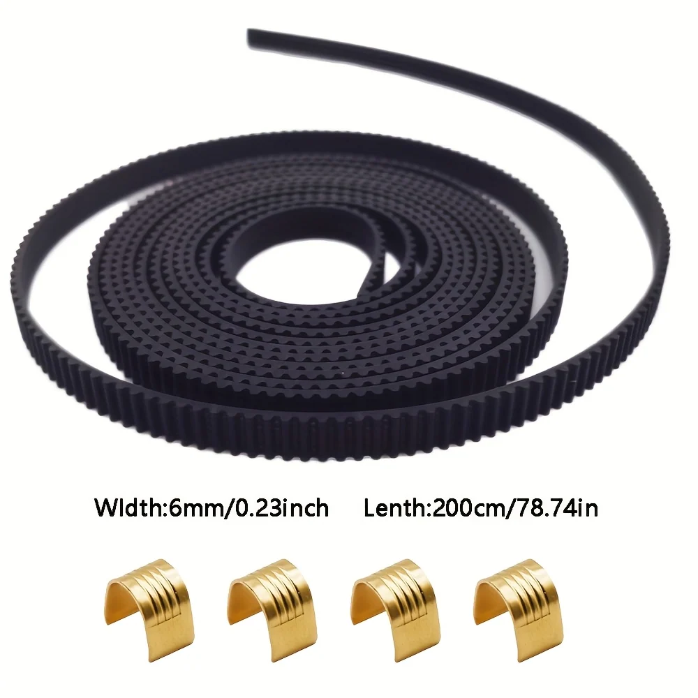78.74‑inch (2 m) 6 mm GT2 Timing Belt with 4 Sleeves – Compatible with Ender 3, Ender 5, CR‑10 series