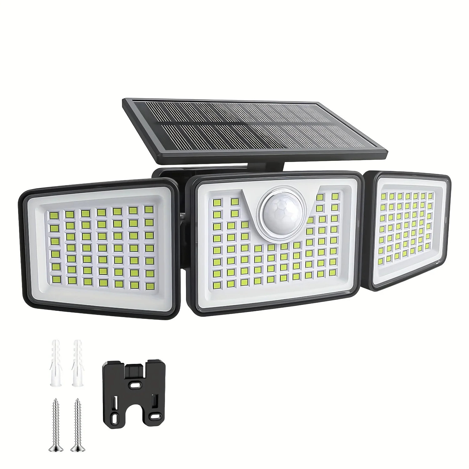 3-Head Solar Outdoor Security Light with Motion Sensor and Remote Control
