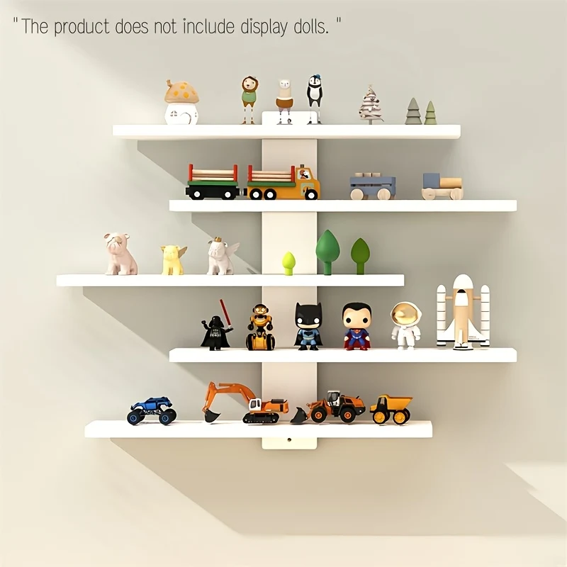 5-tier wall-mounted plastic display shelf for collectibles