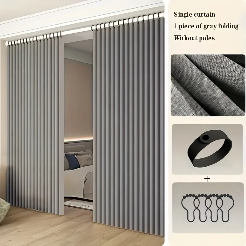Bohemian style folding partition curtain for room divider without drill
