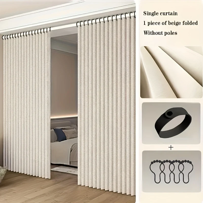 Bohemian style folding partition curtain for room divider without drill