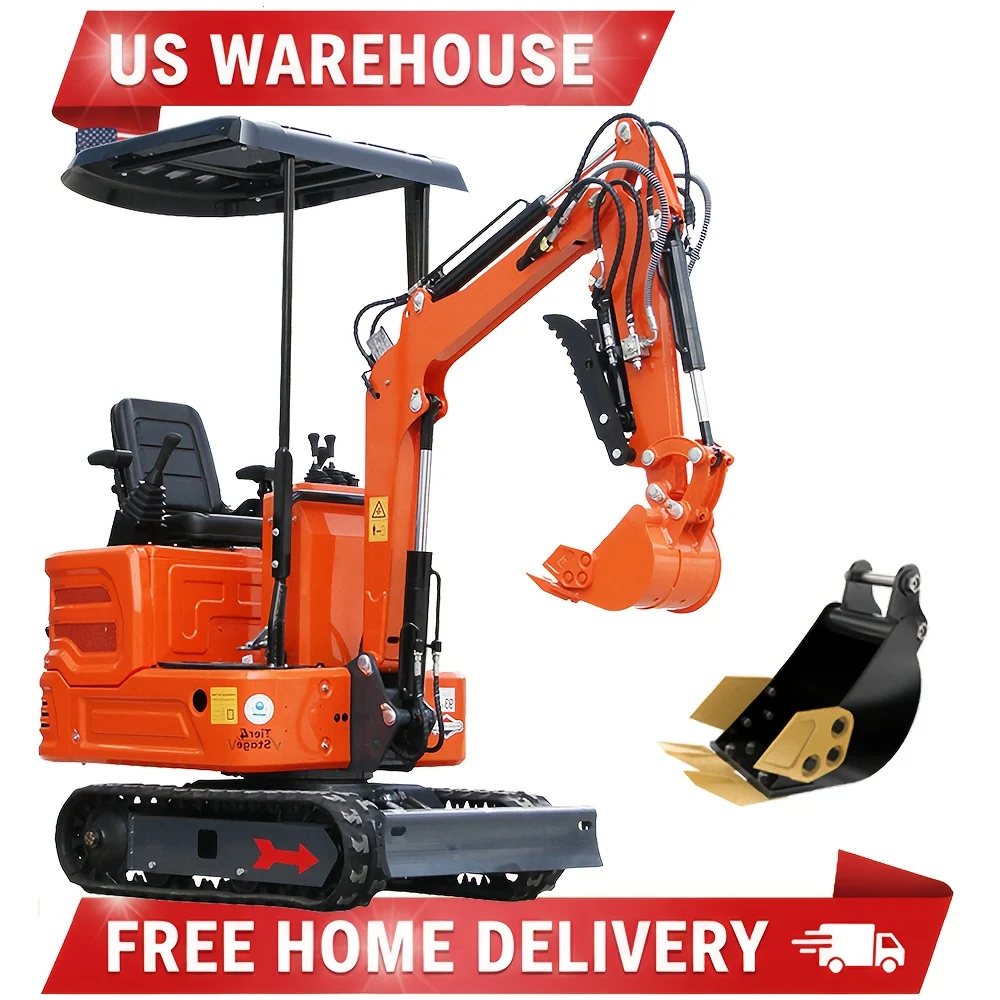 2000 lb capacity mini excavator with 13.5 HP engine and three-way valve