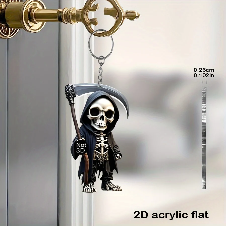 Grim Reaper 2D Flat Acrylic Keychain – Ideal for Backpack, Phone, Car and Home Decoration