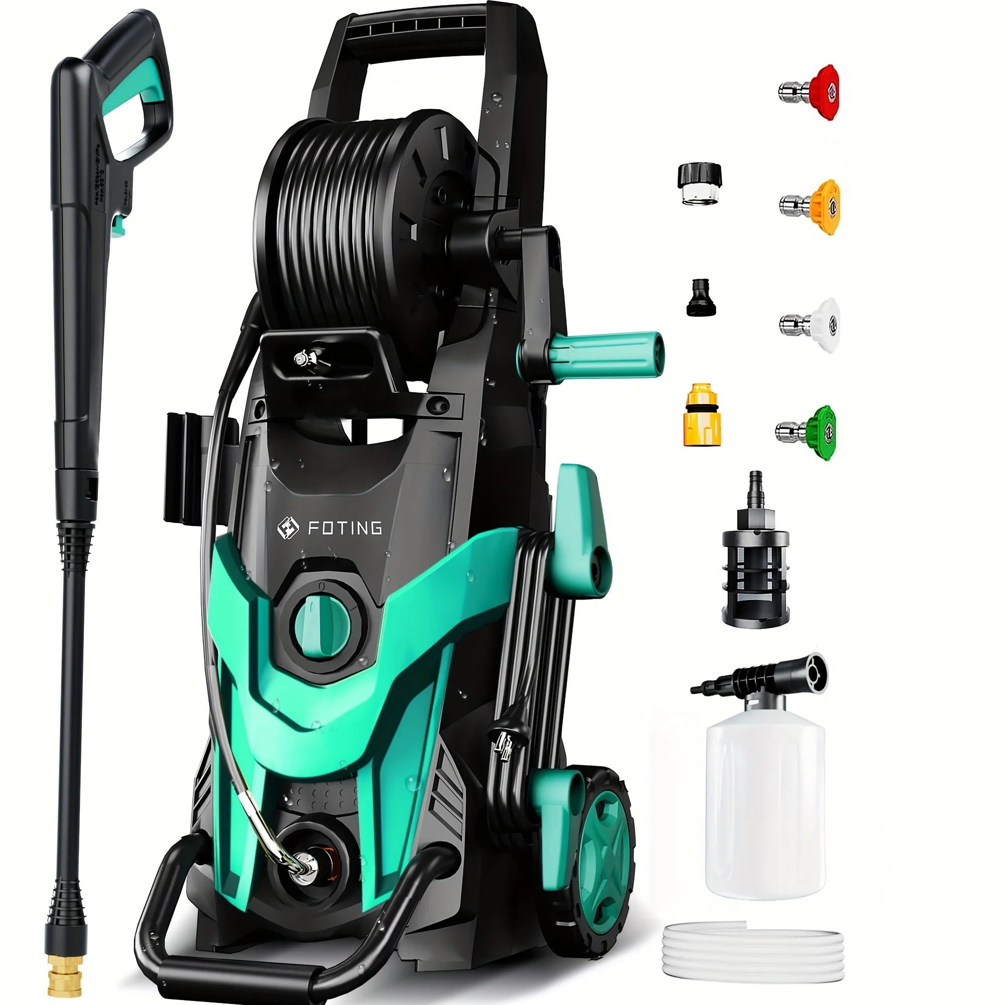 Electric Pressure Washer with 4 Nozzles for Cars, Driveways, and Home Cleaning
