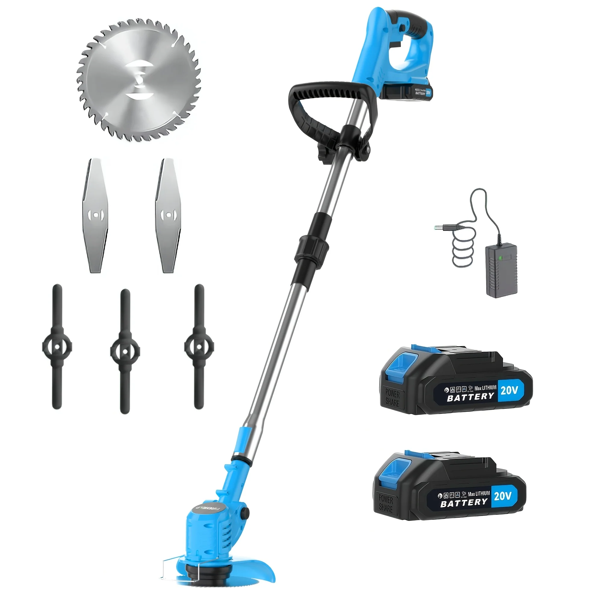 Electric 3-in-1 lawn mower trimmer edger with 2 batteries adjustable height