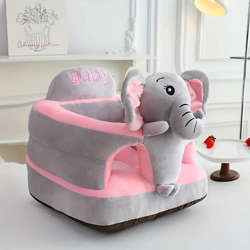 Cartoon kids sofa chair in soft green fabric with portable design