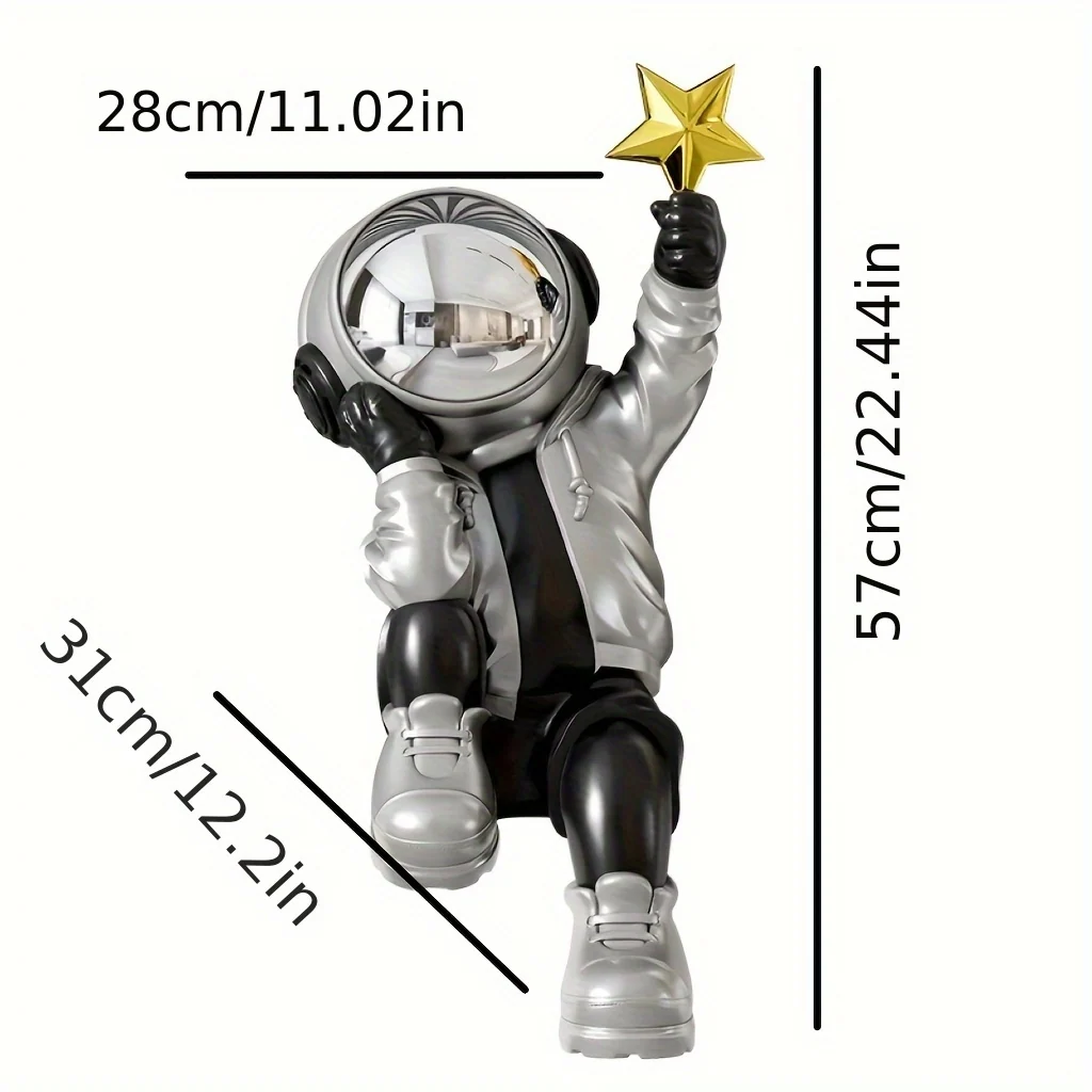 Large astronaut floor decor with tray space-themed room accent