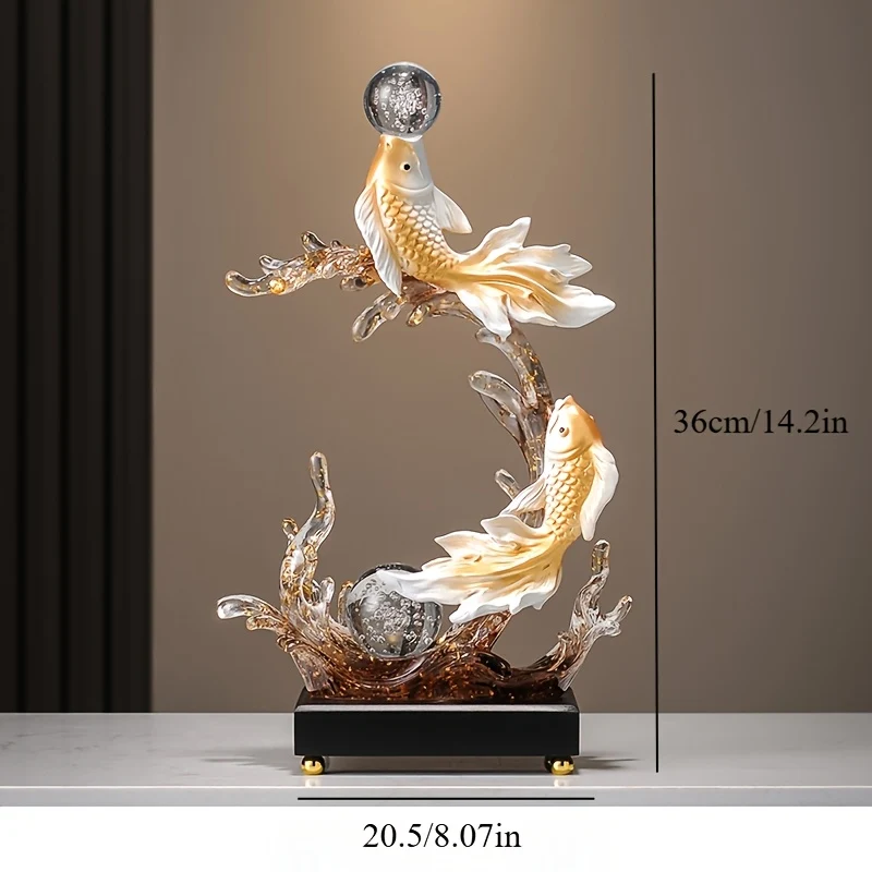Crystal ball fish decor statue for home and office