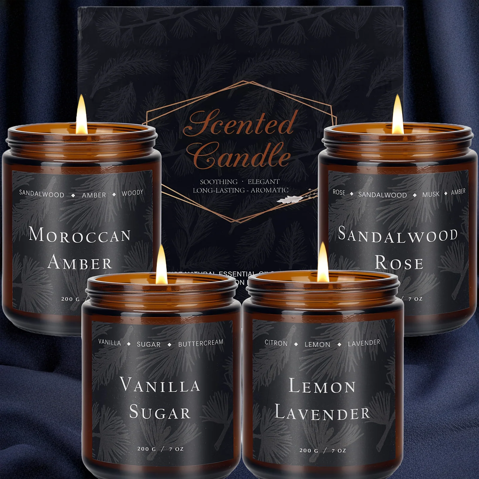 Set of four 28-ounce soy wax candles with premium scents