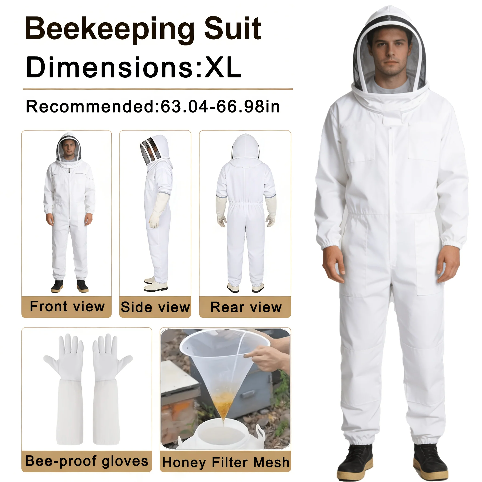 Heavy-duty professional beekeeping suit with full-body protection
