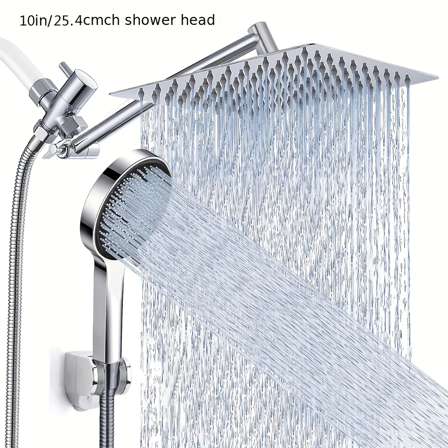 Rainfall and handheld shower combo with 11-inch extension arm and 9 spray settings