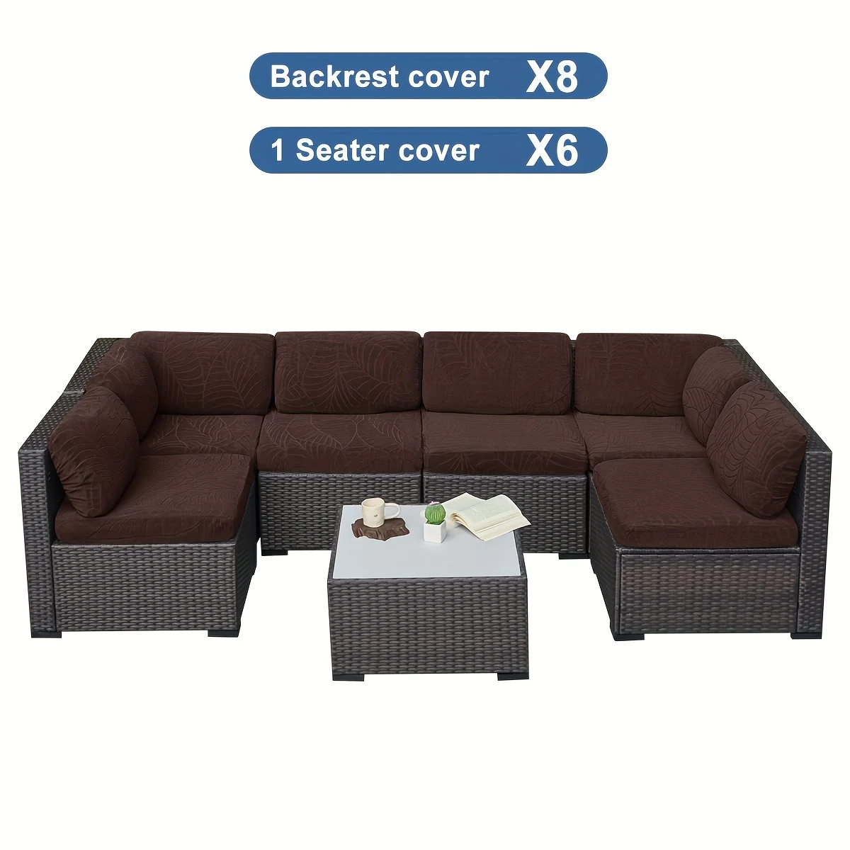 12-14 piece stretch jacquard outdoor cushion covers for patio furniture, pet-friendly and washable