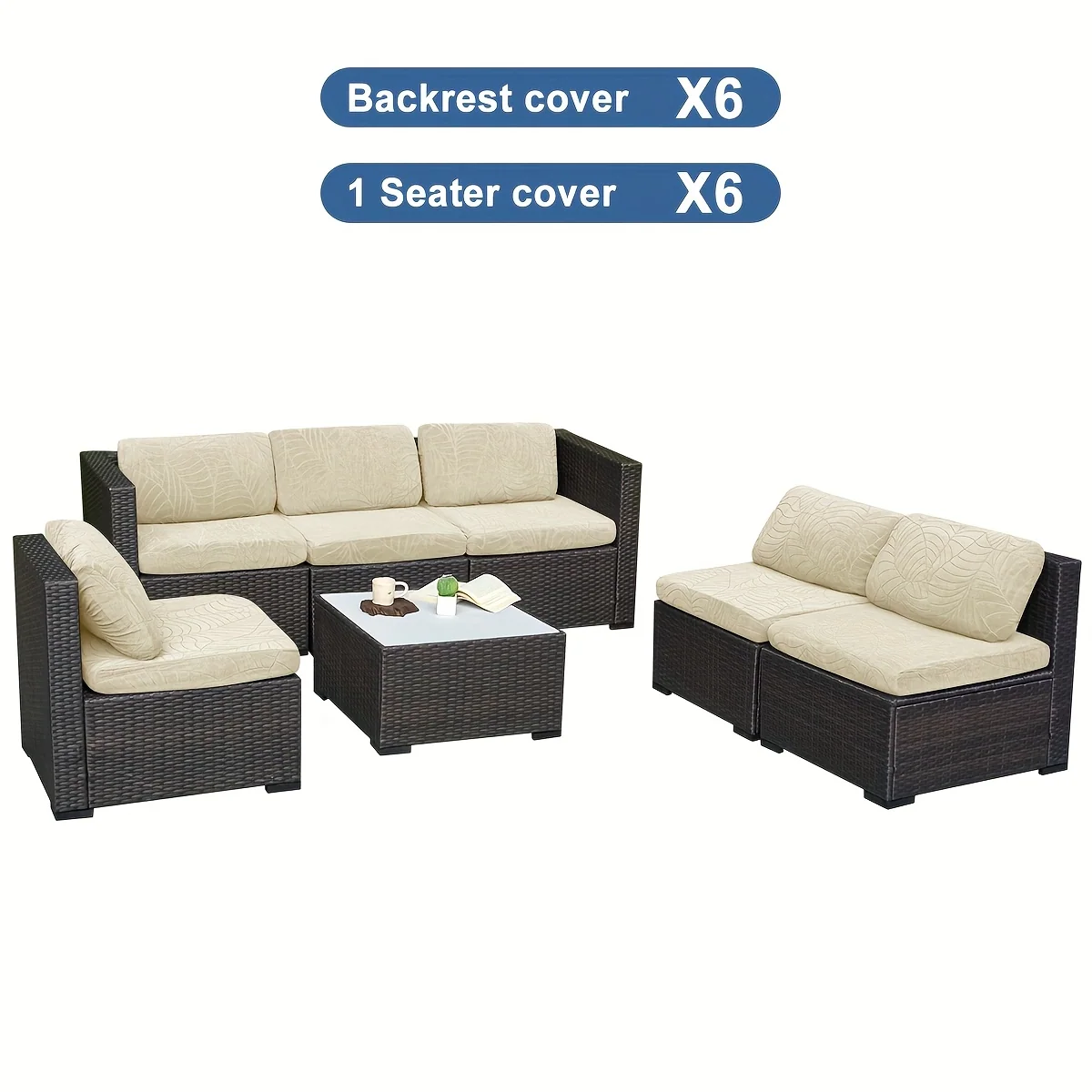 12-14 piece stretch jacquard outdoor cushion covers for patio furniture, pet-friendly and washable