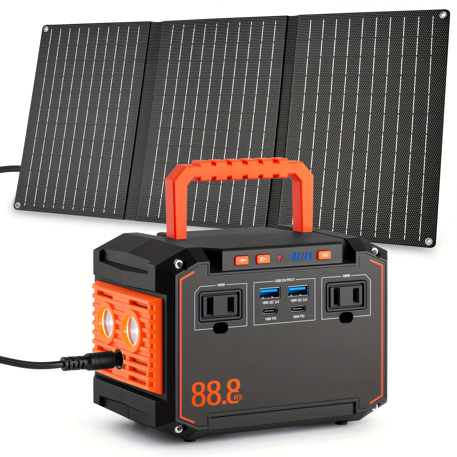 Compact 88.8Wh solar generator with AC outlet for camping and emergencies