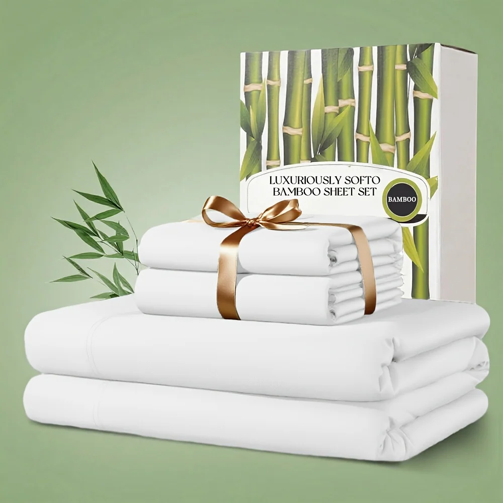 queen size bamboo bed sheet set with cooling fabric