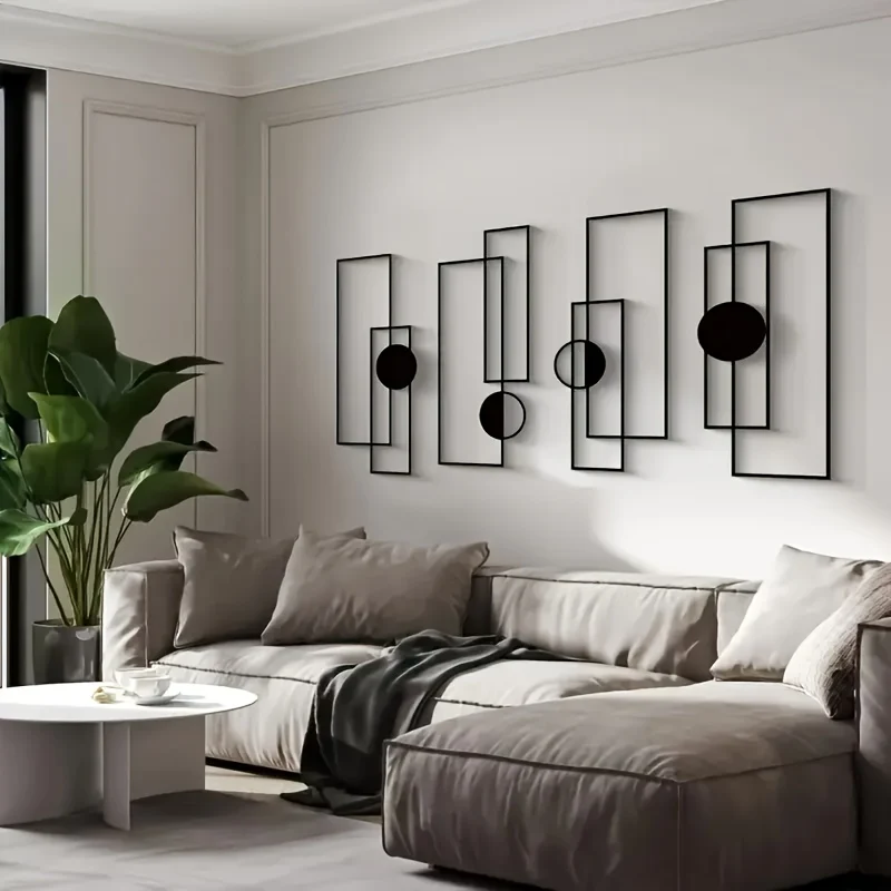 Set of four metal wall-mounted decorative panels