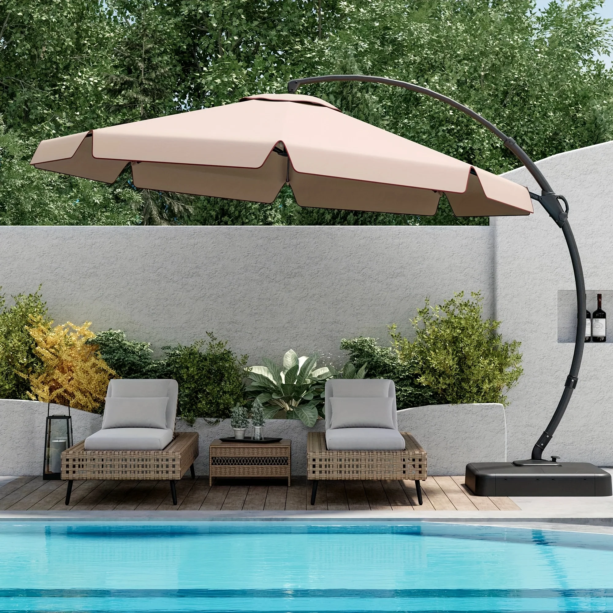 12ft cantilever patio umbrella with 360° rotation for shade