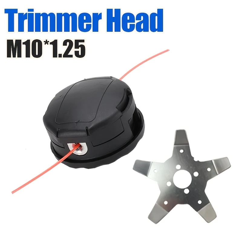 Anti-winding grass trimmer head set, M10×1.25 mm tooth pitch