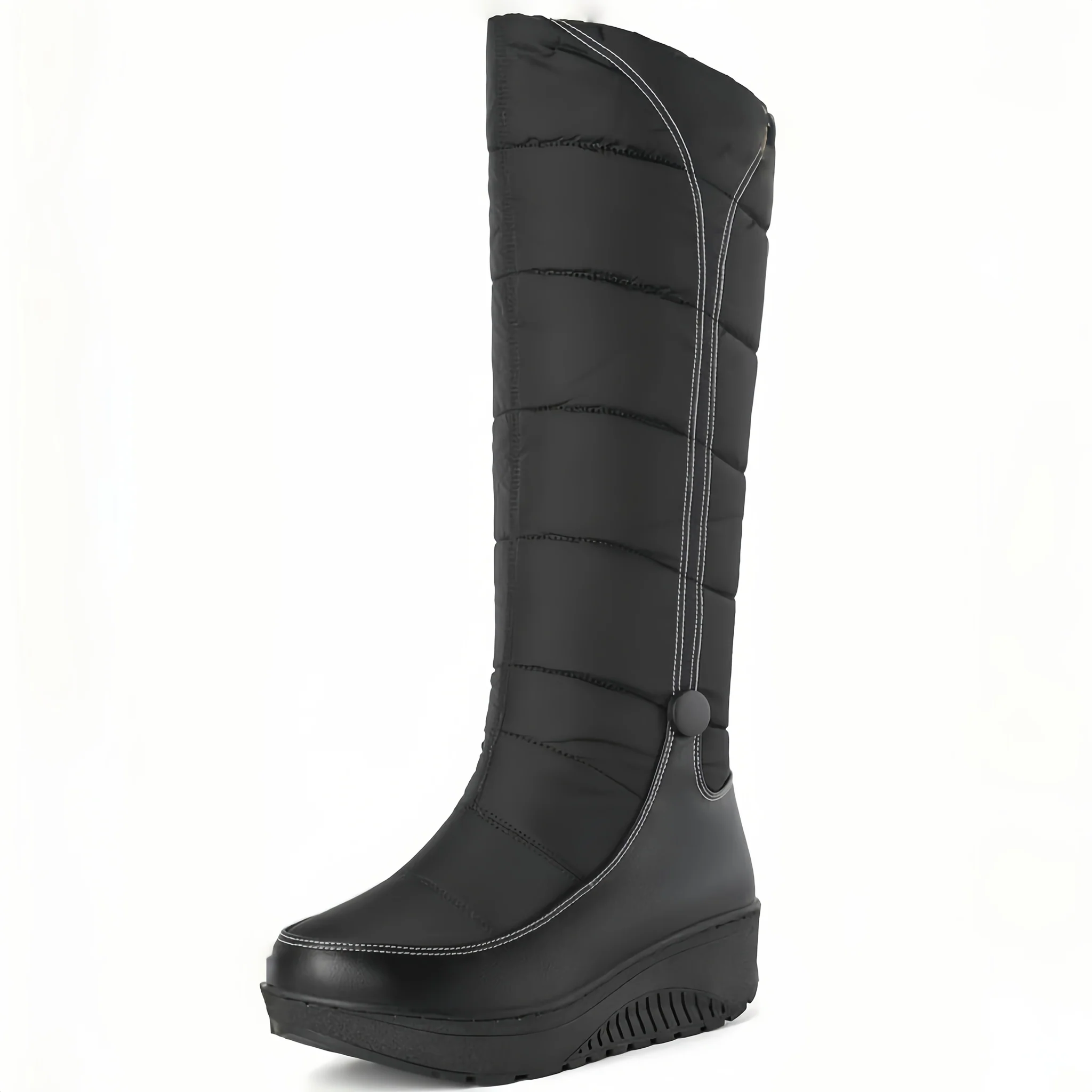 Women's Winter Warm Platform Wedge Snow Boots with Thick Sole and Round Toe