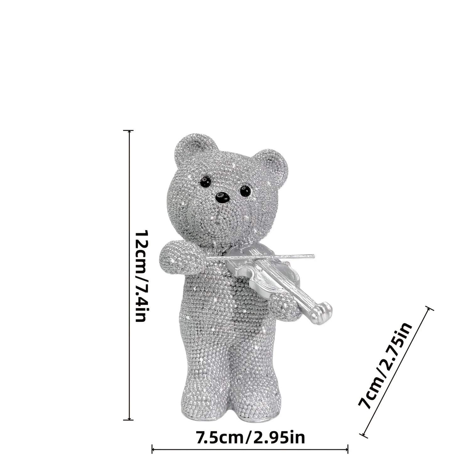 Resin teddy bear violin player music-themed home and office decor