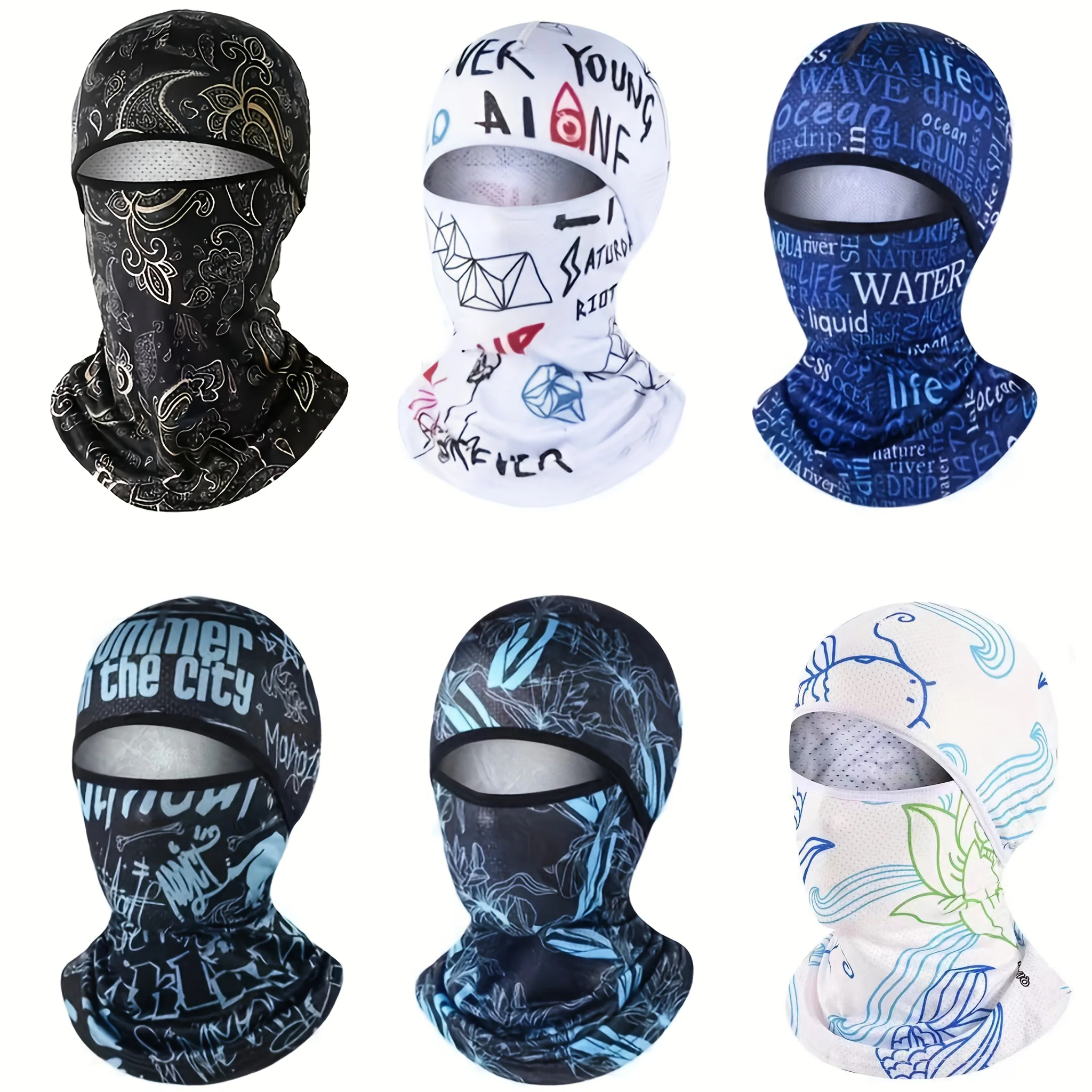 6-Piece Men's Sun Protection Face Mask Set for Outdoor Activities
