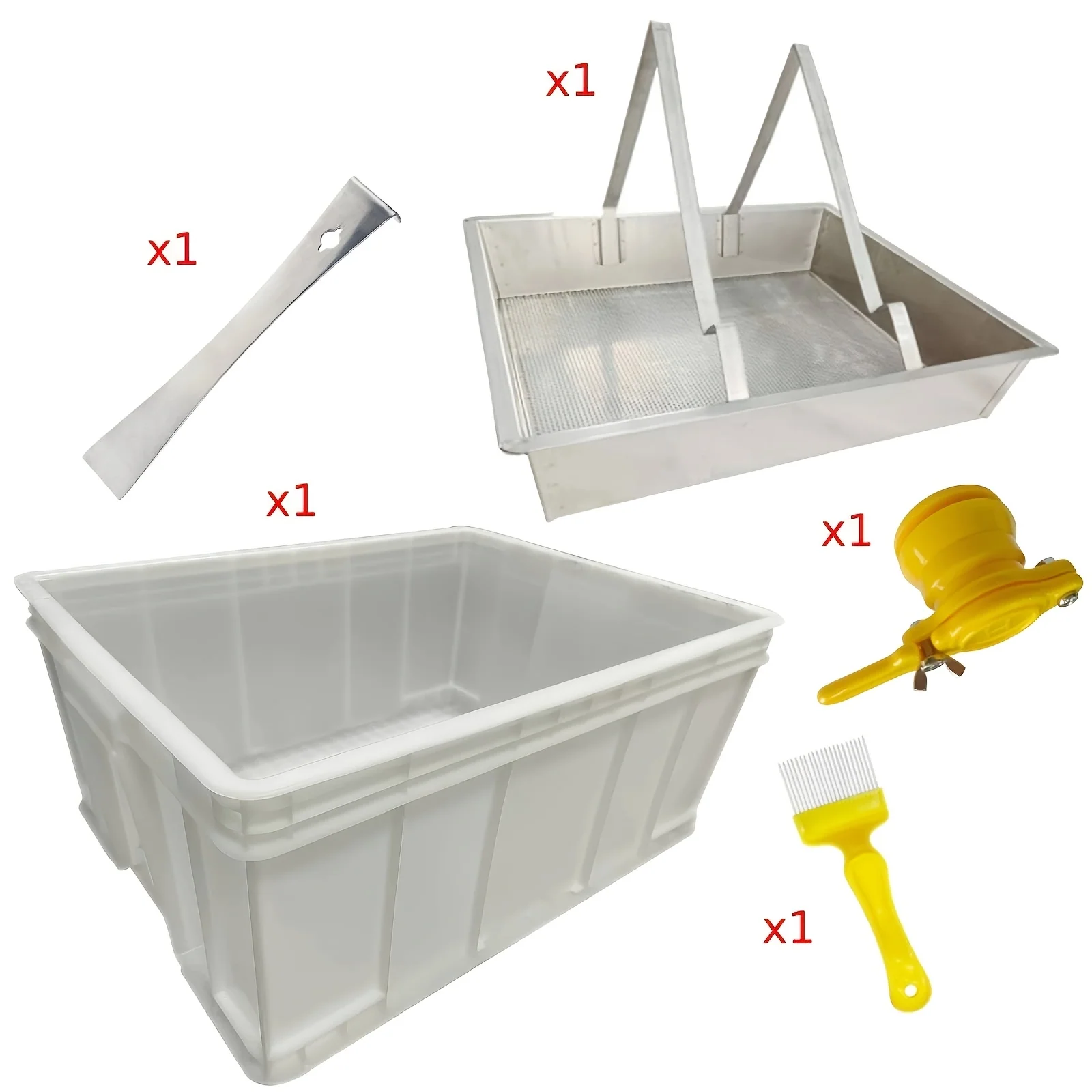 Beekeeping starter kit with stainless steel hive frames and stackable honey trays