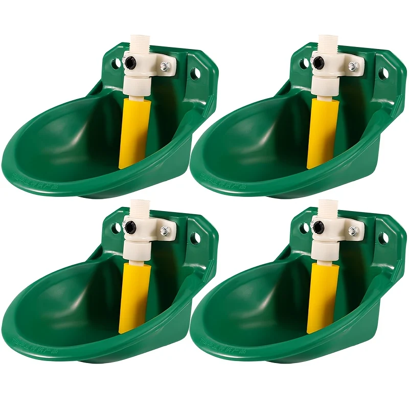 Set of four automatic self-filling water bowls for livestock and pets
