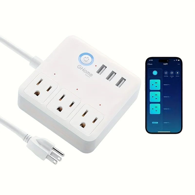 Smart Power Strip with 3 USB Ports and 3 Individually Controlled Outlets
