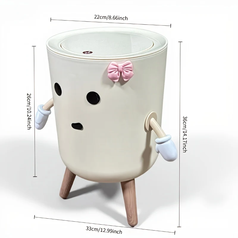 Large polypropylene trash can with lid and modern design