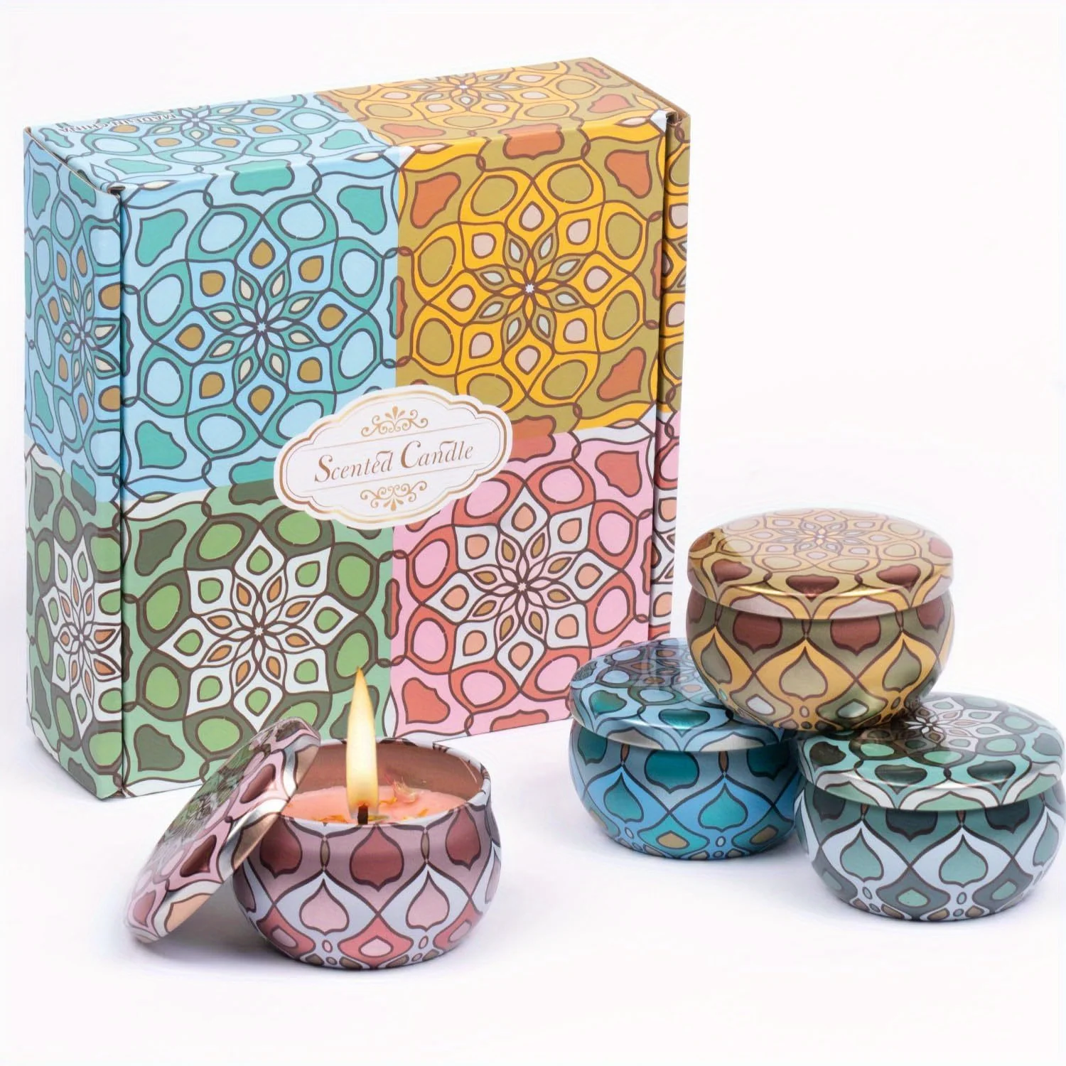 4-pack soy wax scented candles 2.5 oz each with 60-hour burn time