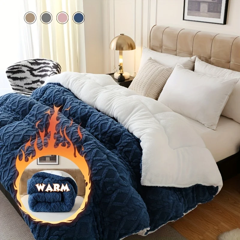 Extra thick taffeta comforter with soft plush sherpa finish