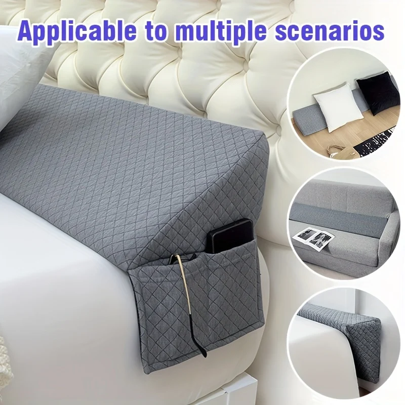 Bed wedge pillow to fill headboard gaps from 0 to 7 inches