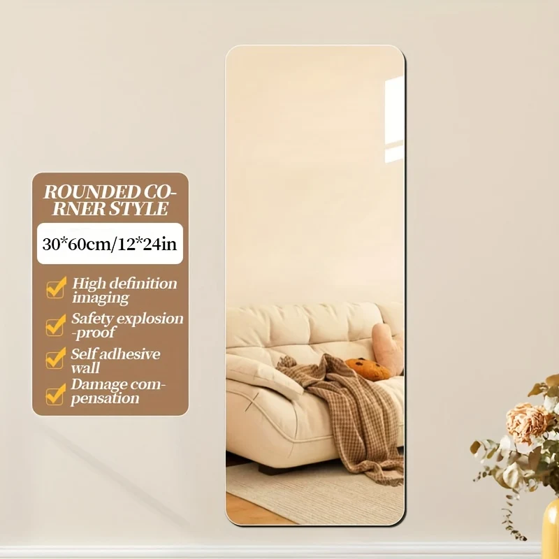 Acrylic full-length self-adhesive mirror 11.81 x 23.62 inches