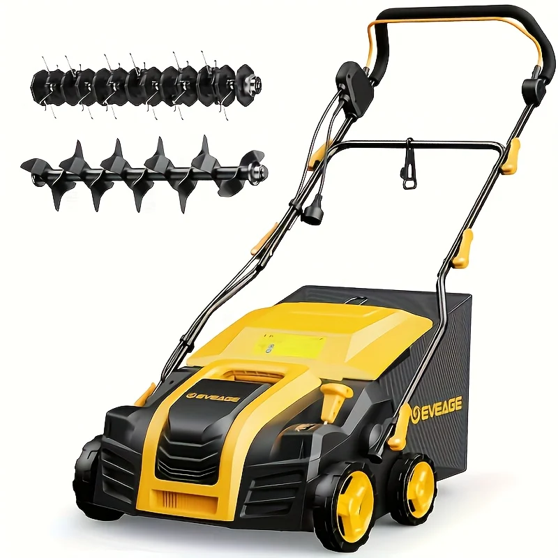 16-inch electric lawn dethatcher and scarifier with 5 depth settings