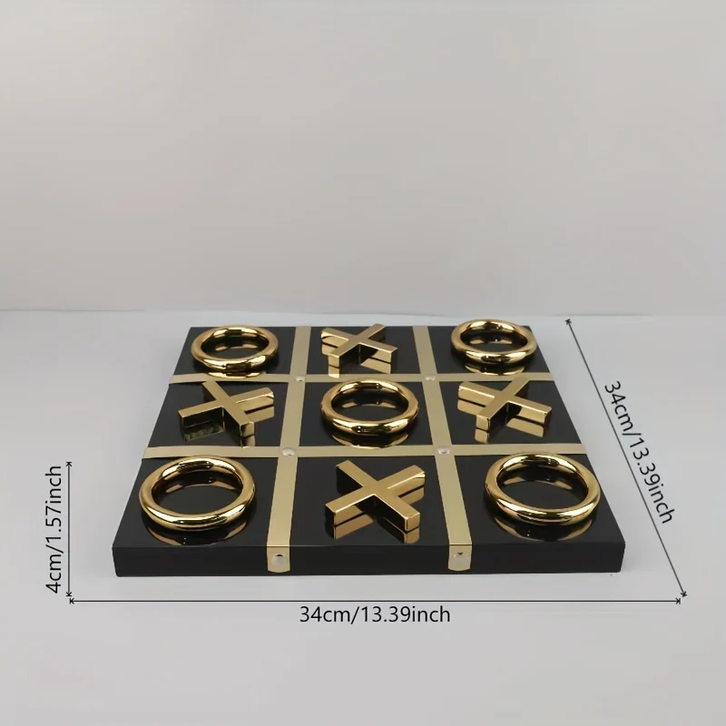 Extra large heavy-duty metal and wood strategy board set with elegant black and golden pieces