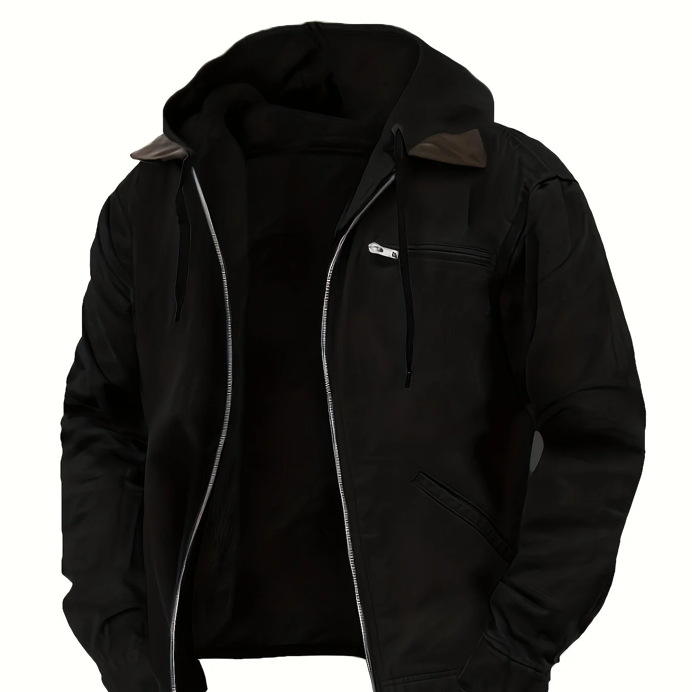 Men's vintage hoodie jacket with front pockets and lined interior