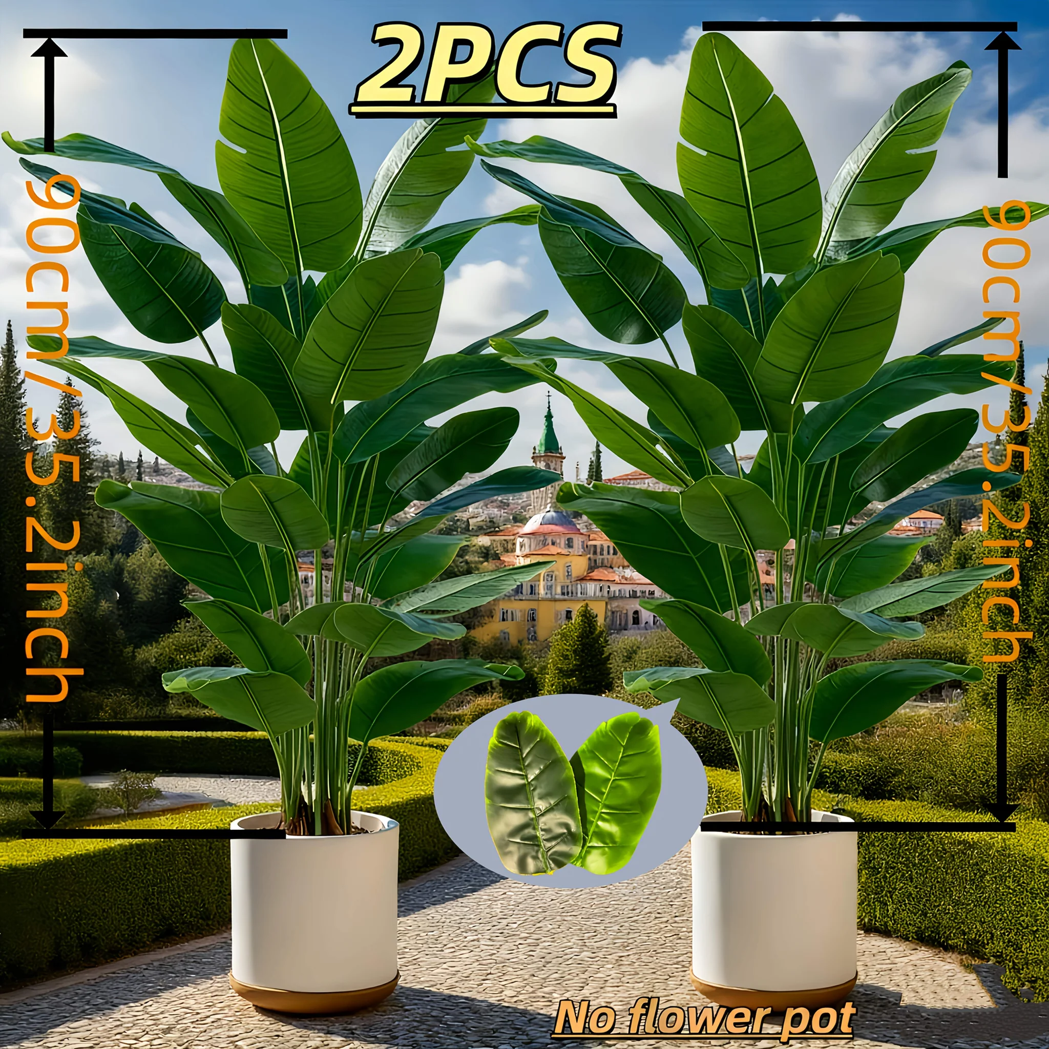 Artificial Banana Trees with 48 Leaves - Indoor and Outdoor Plastic Decor